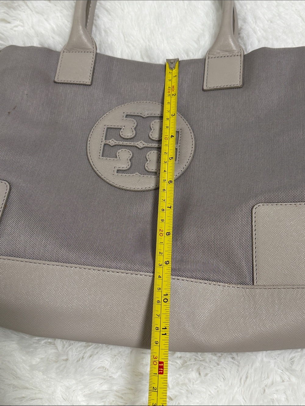 Tory Burch Taupe Canvas and Leather Tote - Picture 9 of 10